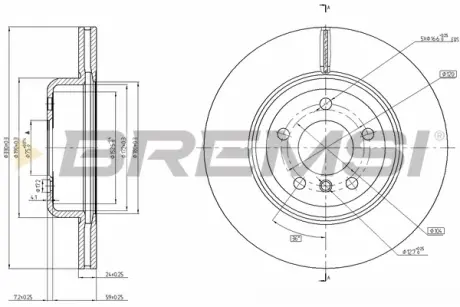 Гальмівний диск перед. F10/F11 (09-21) BREMSI CD8039V