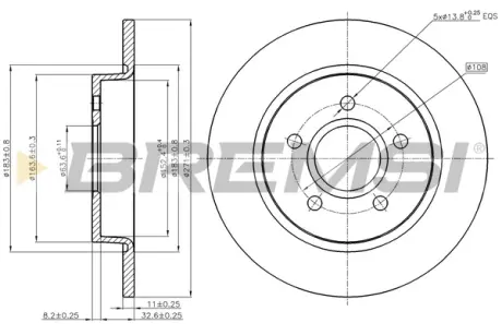 Гальмівний диск задн. Focus 1.0-2.0 EcoBoost/TDCi 14-21 BREMSI CD8061S