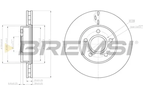 Гальмівний диск Focus/Focus C-Max/S40 BREMSI CD8062V