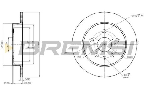 Тормозной диск зад. Suzuku SX4 06- (278x9) BREMSI CD8075S