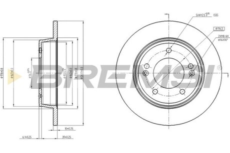 Гальмівний диск зад. Hyundai Elantra/i 30/Kia Ceed/Soul II 11- (262x10) BREMSI CD8193S