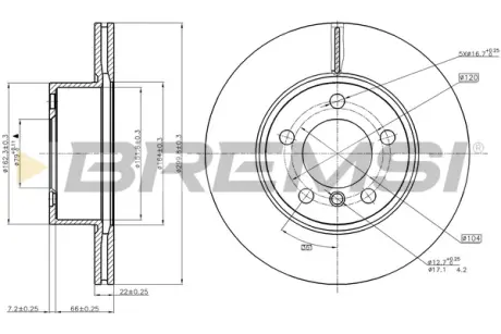 Гальмівний диск пер. F20/F30/F36 12- BREMSI CD8195V