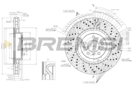 Гальмівний диск пер. MB M-CLASS W166 11-15 BREMSI CD8202V