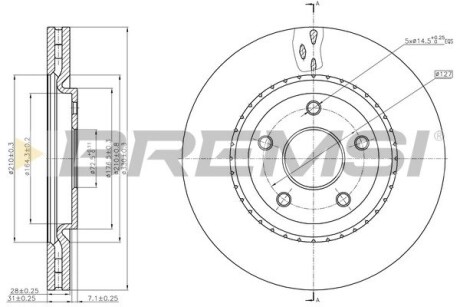 Гальмівний диск перед. Fiat Freemont /Dodge Journey 11- (330x28) BREMSI CD8216V