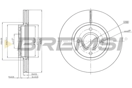 Гальмівний диск пер. Ford Fiesta VI 08- BREMSI CD8461V
