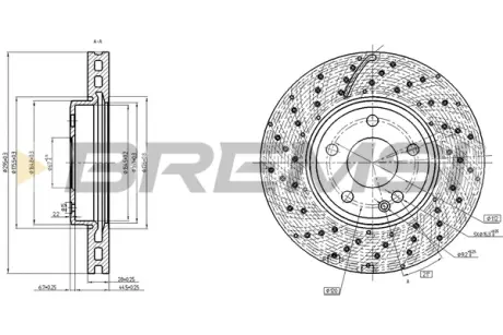 Гальмівний диск перед. MB A-class (W176)/B-class (W246) 1.5-2.2 13-19 BREMSI CD8464V