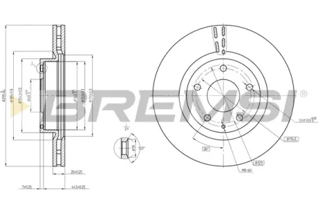 Гальмівний диск пер. MAZDA 3 11- BREMSI CD8465V