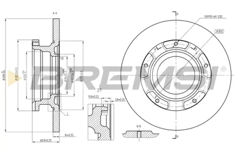 Диск гальмівний (задній) Ford Turneo Custom/Transit 12-23 BREMSI CD8472S