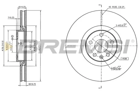 Гальмівний диск пер. RX 3/Rav 4 12- BREMSI CD8645V