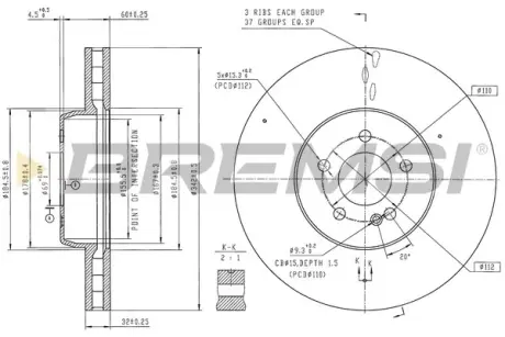Гальмівний диск перед. MB E-class (W213)/GLC (X253/C253) 2.0-2.2 15-23 (342x32mm) BREMSI CD8713V