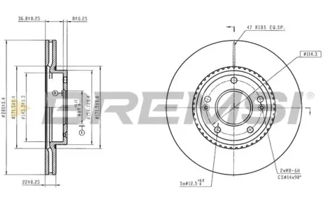 Гальмівний диск зад. BMW 7 (G11/G12) 3.0 D 15-20 (300x20mm) BREMSI CD9042VLS
