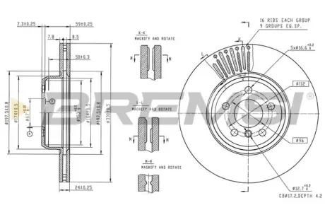 Гальмівний диск перед. BMW 5 (G30/F90) 2.0 D 16-23 (16x23mm) BREMSI CD9049V