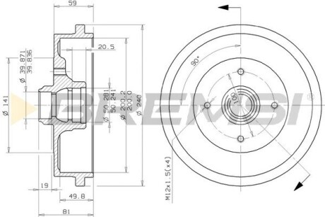 Тормозной барабан Caddy II/Golf III/IV/Polo -02 BREMSI CR5244