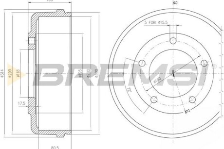 Тормозной барабан Transit V-184 RWD 00- BREMSI CR5646