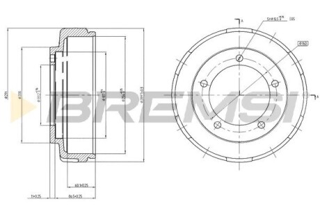 Гальмівний барабан Transit V-184 R15 00- BREMSI CR5647