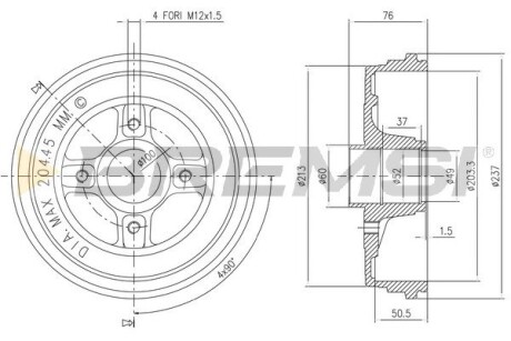 Тормозной барабан Clio III/Modus 04- BREMSI CR5652