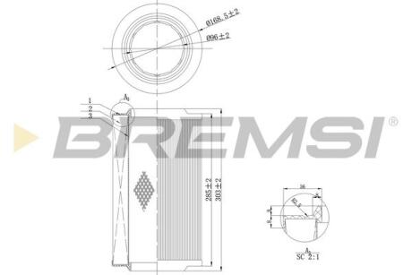 Фільтр повітряний Fiat Ducato 2.2/2.3/3.0 JTD/HDI 06- BREMSI FA0115 (фото 1)