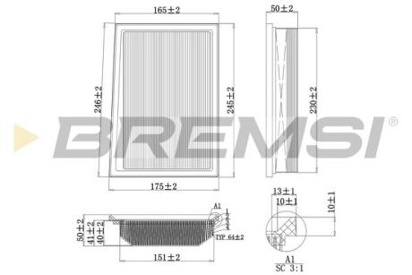 Фільтр повітряний Fiat Tipo 15- BREMSI FA0117