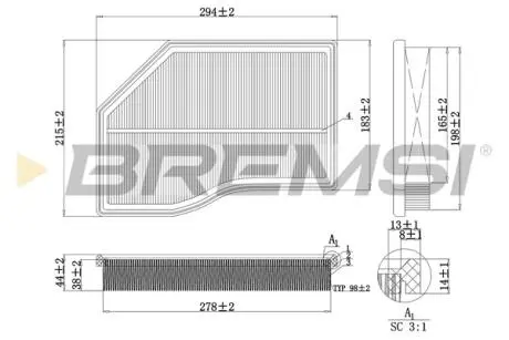 Фільтр повітряний MB A-class (W177) 1.5/2.0D 18- BREMSI FA0118