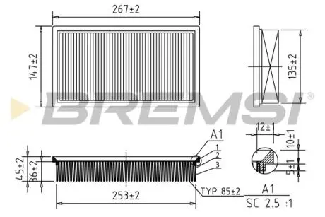 Фільтр повітряний Ford Connect 1.8DI/TDCi 02- BREMSI FA0127