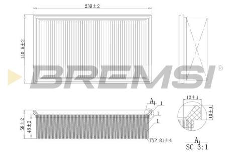 Фільтр повітряний Renault Clio/Modus 04- BREMSI FA0131 (фото 1)