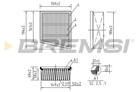 Фільтр повітряний Ford Fiesta 1.0-1,6TDCI 08- BREMSI FA0205