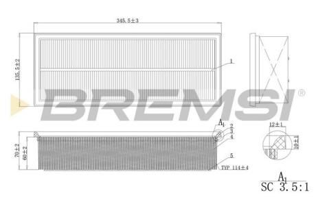 Фильтр воздушный VW Caddy 1.9TDI 03- BREMSI FA0215 (фото 1)