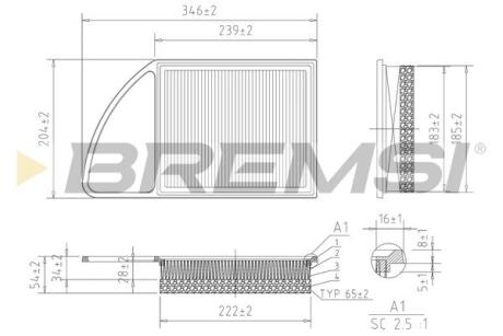 Фильтр воздушный Citroen Berlingo/Peugeot Partner 1.4-1.6HDI 03/10- BREMSI FA0216 (фото 1)