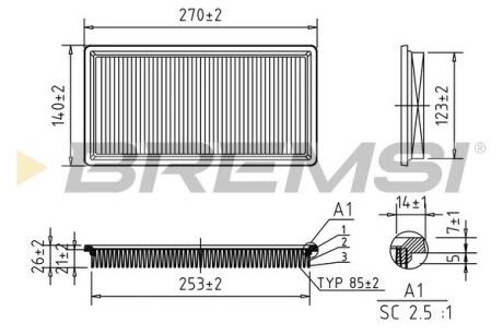 Фільтр повітряний Fiat Panda/Punto 0.9 09- BREMSI FA0547 (фото 1)