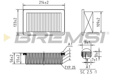 Фільтр повітряний Renault Twingo/Smart Forfour/Fortwo 0.9/1.0 14- BREMSI FA0558 (фото 1)