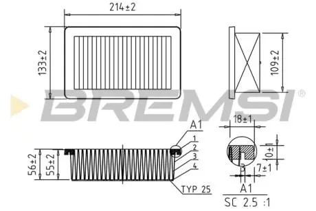 Фільтр повітряний Renault Twingo/Smart Forfour/Fortwo 0.9/1.0 14- BREMSI FA0558