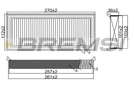 Фильтр воздушный (269x111x36) Smart Fortwo 0.8/1.0 07- BREMSI FA0560