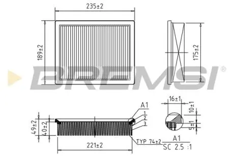 Фільтр повітряний Fiat Multipla 1.6/1.9JTD 99-10 BREMSI FA0571