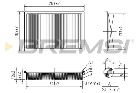 Фільтр повітряний Seat Ibiza 1.4-1.6 16V/Skoda Fabia 1.4 00-09/VW Caddy 1.4 04-10/Golf 1.4-1.6 00-06 BREMSI FA0573