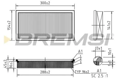 Фільтр повітряний Seat Ibiza/Skoda Fabia 1.2 12V 02-09/Roomster 1.2 12V 06-10/VW Polo 1.2 12V 01-07 BREMSI FA0574