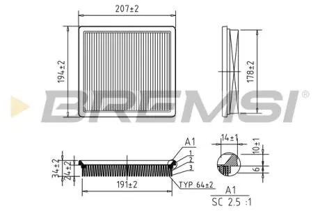 Фільтр повітряний VW Caddy IV/Golf VII/Passat/Skoda Rapid/Superb 1.2-1.4 TSI 15- BREMSI FA0581