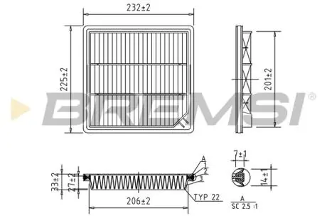 Фільтр повітряний Fiat Freemont 2.0JTD 11- BREMSI FA0593