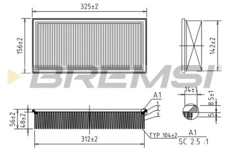 Фільтр повітряний Citroen C5/Jumpy/Fiat Scudo/Peugeot 406/Expert 1.6-2.0/1.9TD/2.0-2.2HDi 96-07 BREMSI FA0595