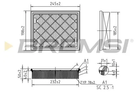 Фильтр воздушный (с поролоном) Ford Edge Galaxy Mondeo V Lincoln MKX MKZ 14- BREMSI FA0603