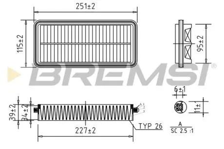 Фільтр повітряний Kia Picanto 1.0/1.1 04-11 BREMSI FA0609