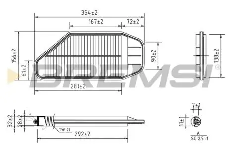 Фільтр повітряний Chevrolet Spark 1.0-1.2 10- BREMSI FA0637