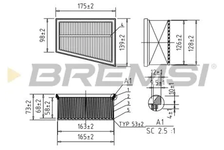 Фильтр воздушный (176x142x78) (с поролоном) Dacia Nissan Opel Renault 1.4-2.0 BREMSI FA0644