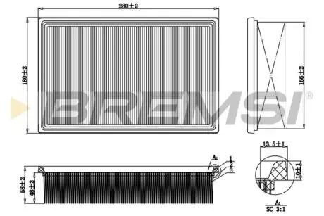Фільтр повітряний Ford Transit 00-06 BREMSI FA0648