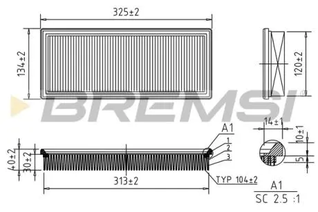 Фільтр повітряний Fiat Punto 1.2 16V 99-13 BREMSI FA1046