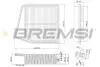 Фильтр воздушный (237x213x51) Honda Accord VIII (CU/CW) Accord IX (CR) 2.4 08- BREMSI FA1047 (фото 1)