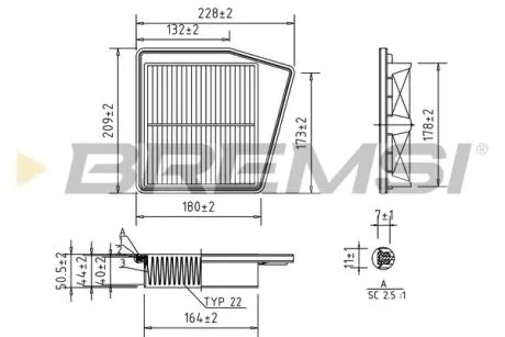 Фильтр воздушный Honda Accord 2.0 08-15 BREMSI FA1050