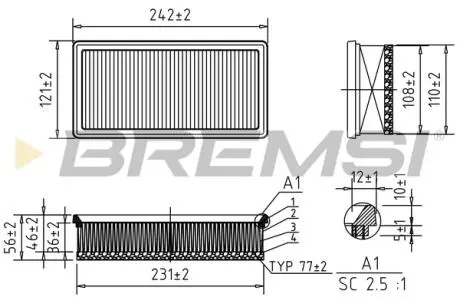 Фільтр повітряний Citroen C1 II/Peugeot 108 1.2 14- BREMSI FA1067