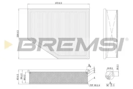 Фільтр повітряний BMW 5 (G30, F90)/7 (G11/G12) 15- BREMSI FA1098