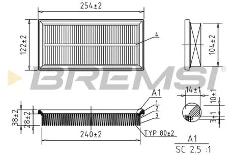 Фильтр воздушный Dodge Attitude Mitsubishi Mirage Toyota Avanza Yaris1.2 12- BREMSI FA1100