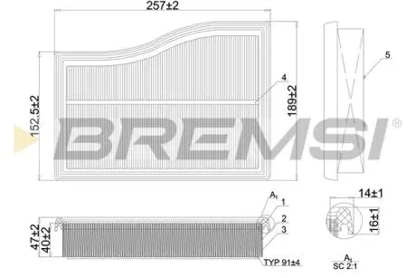 Фільтр повітряний MB A-class (W177) 18- BREMSI FA1101